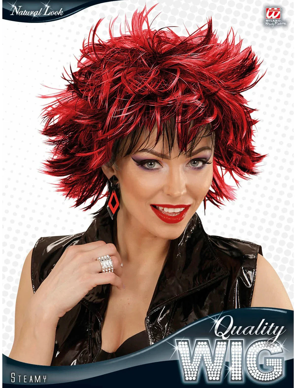 Peluca Rock con Mechas Rojas y Negras Pelucas Widmann